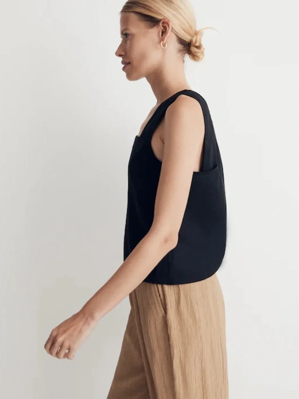 Madewell Black 100% Linen Cross-Back Sleeveless Top Tank - Size 10 - Picture 3 of 8